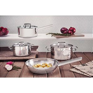 Jogo de Panelas Brava 4pçs Aço Inox Fundo Triplo Tramontina