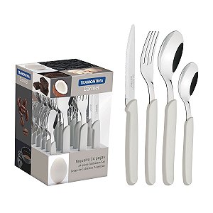 Talheres 24 Peças Carmel Natural Claro Aço Inox Tramontina
