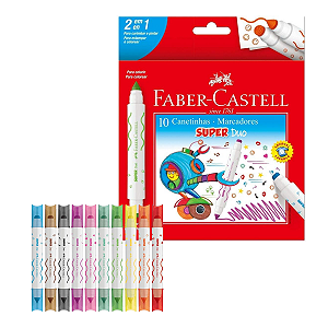 Caneta Hidrográfica Super Duo com 10 cores Faber-Castell