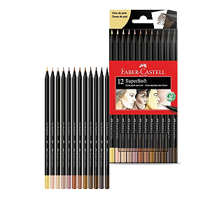 Lápis De Cor Faber Castell 12 Cores Super Soft Tons Pele