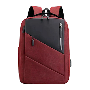 Mochila Executiva Vermelha com Entrada para Cabo USB