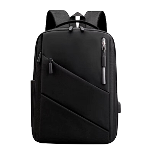 Mochila de Viagem Masculina com Entrada para Cabo USB Preto