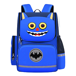 Mochila Escolar Infantil com Desenho Morcego Azul