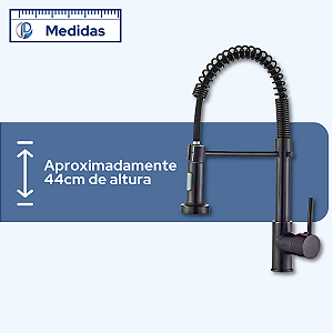Torneira Extensível com Mola Aço Inox Preta