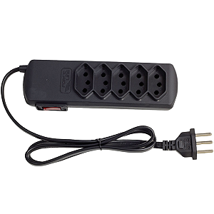 Filtro de Linha 5 Tomadas Slim 10A Bivolt Preto Force Line