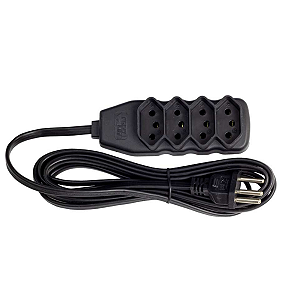 Extensão 4 Tomadas Slim 3m 10A Bivolt Preto Force Line