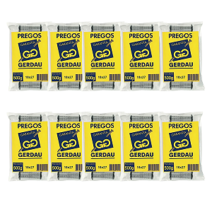 Kit com 10 Pacotes de Prego Telheiro GLV 18x27 Gerdau