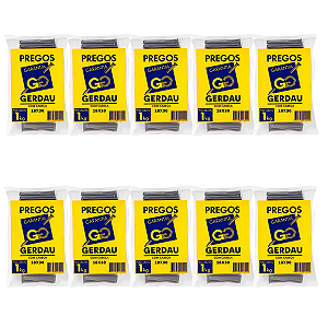 Kit com 10 Pacotes de Prego POL com Cabeça 18x30 Gerdau