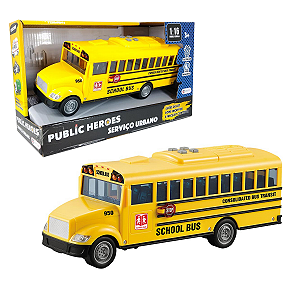 Ônibus Escolar Americano com Luz e Som e Fricção Shiny Toys