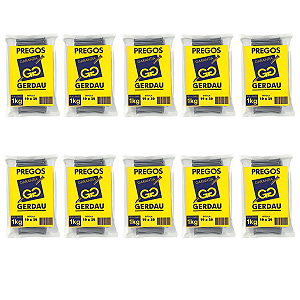 Kit com 10 Pacotes de Prego POL com Cabeça 19x39 Gerdau