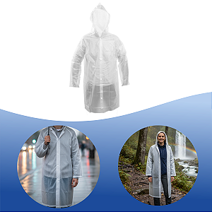 Capa de Chuva Adulto PVC 15mm Transparente Mizpa