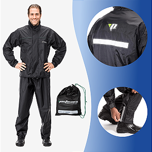 Conjunto Capa De Chuva Motoqueiro Nylon Gola Pantaneiro M