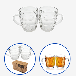 Kit 2 Caneca Chopp Vidro Cerveja Bar Festa Restaurante 470ml
