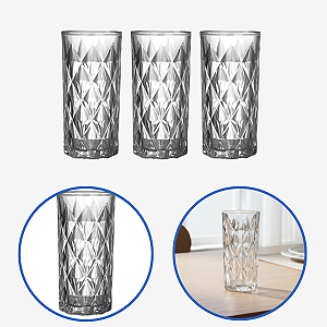 Jogo Com 6 Copos Diamond Para Água Suco Refrigerante 335ml
