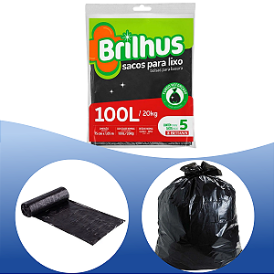 Saco para lixo almofada 100L 5 unidades Brilhus Bettanin