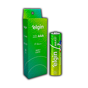 24 Pilhas Baterias AAA Elgin 3A Palito Alcalina 1 Tubo