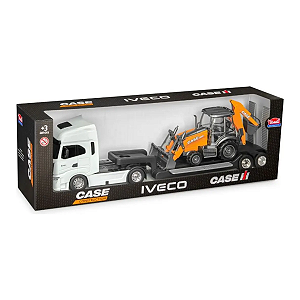 Caminhão Plataforma Iveco C/ RetroEscavadeira Case
