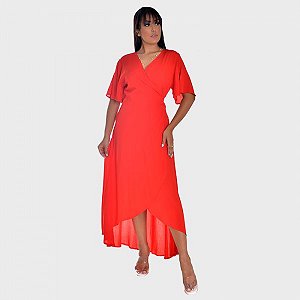 Vestido Longuete em Viscose Vermelho - Vitória