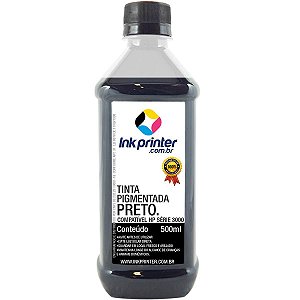 Tinta InkPrinter Preta Pigmentada para Recarga de Cartucho de Impressora HP (500ml)