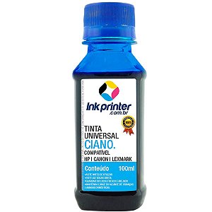 Tinta InkPrinter Universal Ciano para Recarga de Cartucho HP, Lexmark, Canon, Brother (100ml)