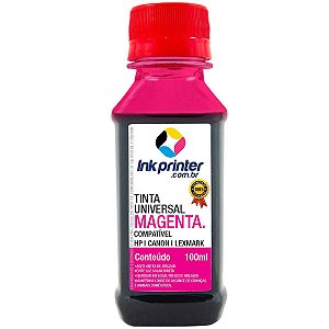 Tinta InkPrinter Universal Magenta para Recarga de Cartucho HP, Lexmark, Canon, Brother (100ml)