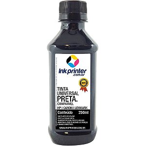 Tinta InkPrinter Universal Preta para Recarga de Cartucho HP, Lexmark, Canon, Brother (250ml)