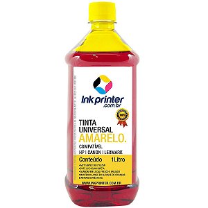 Tinta InkPrinter Universal Amarela para Recarga de Cartucho HP, Lexmark, Canon, Brother (1 litro)