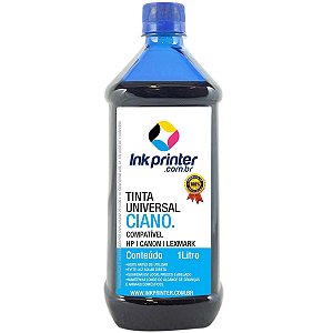 Tinta InkPrinter Universal Ciano para Recarga de Cartucho HP, Lexmark, Canon, Brother (1 litro)