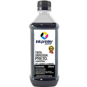 Tinta InkPrinter Universal Preta para Recarga de Cartucho HP, Lexmark, Canon, Brother (500ml)