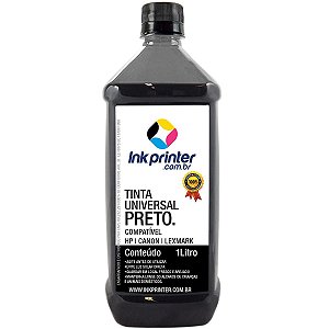 Tinta InkPrinter Universal Preta para Recarga de Cartucho HP, Lexmark, Canon, Brother (1 litro)