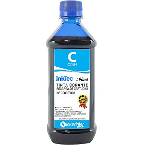 Tinta InkTec Ciano para Recarga de Cartucho de Impressora HP (500ml)