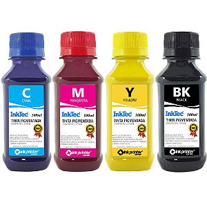 Tinta InkTec Pigmentada para Impressora Epson (4x100ml)