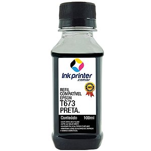 Tinta para Epson L800 - Preto - Compatível InkPrinter (T673 - 100ml)