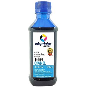 Tinta para Epson L395 - Ciano - Compatível Ink Printer (T664 - 250ml)