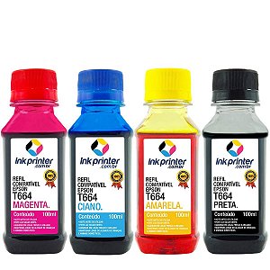 Kit de Tinta para Epson L110 - Compatível InkPrinter (T664 - 4x100ml)