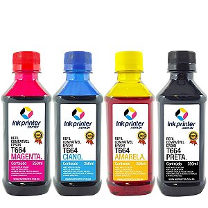 Kit de Tinta para Epson L120 - Compatível InkPrinter (T664 - 4x250ml)