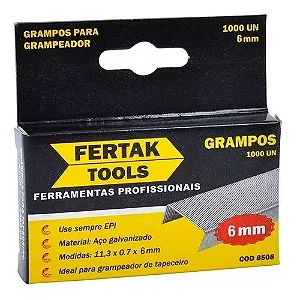 Grampo Galvanizado para Grampeador De Serigrafia e Tapeçaria 06mm - Fertak