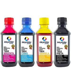 Kit de Tinta para Epson L121 - Compatível InkPrinter (T664 - 4x250ml)