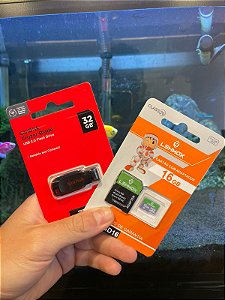 Armazenamento externo. Pen drive e micro SD.