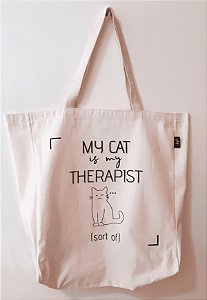 Ecobag estampada "My Cat Is My Therapist"