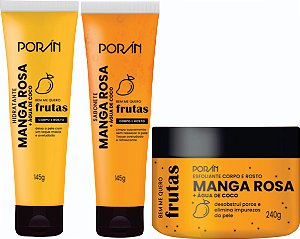 Kit Sabonete, Hidratante E Esfoliante - Manga Rosa - Porán