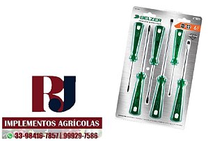 Jogo de Chaves Fenda e Phillips Industrial com 6 Peças - BELZER