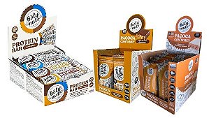 CX - BARRINHA DE PROTEINA MISTA + CX PAÇOQUINHA C/ WHEY + CX PAÇOQUINHA C/ WHEY CHOC BRANCO
