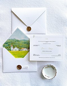Convite B&R Texturizado com Relevo, Envelope Forrado e Lacre de Cera