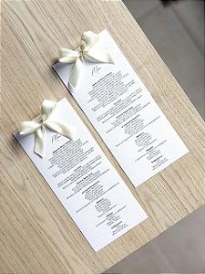 Menu frente e verso com laço