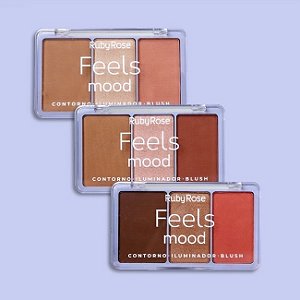 PALETA DE CONTORNO, ILUMINADOR E BLUSH FEELS MOOD
