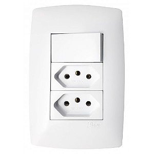 CJ SIMPLES + TOMADA DUPLA 10A - 4X2 BLUX HOME BRANCO