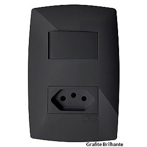 CJ INTERRUPTOR SIMPLES + TOMADA 20A 4X2 - BLUX HOME GRAFITE