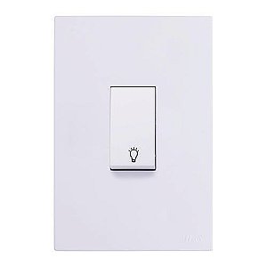 CJ INTERRUPTOR PULSADOR DE MINUTERIA VERTICAL 4X2 - RECTA BRANCO GLOSS