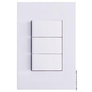 CJ INTERRUPTOR TRIPLO PARALELO 4X2 - RECTA BRANCO GLOSS